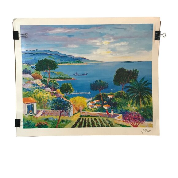 Ocean Paradise in Sicily Print Signed Francoise Gicot In Print On Paper 21 X 17 - Picture 6 of 6